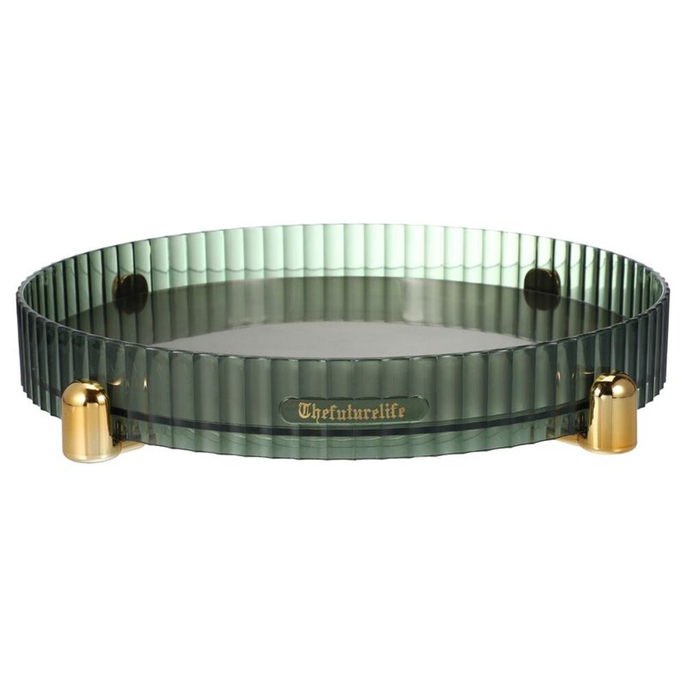 Bathroom 360 Degree Rotating Round Storage Tray Makeup Organizer Dark Green